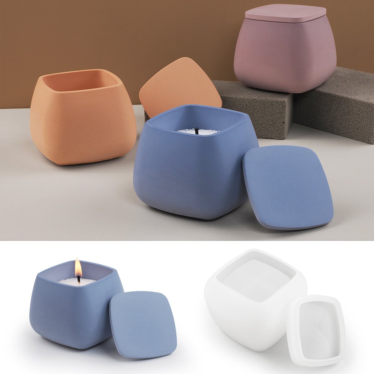 Craft Embellishment Storage - Tarro de vela cuadrado, molde de