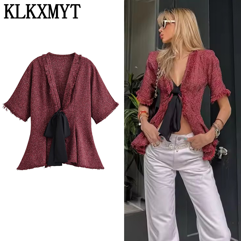 Tassel Fringe Trim - KLKXMYT Elegante Blusa de Mujer con