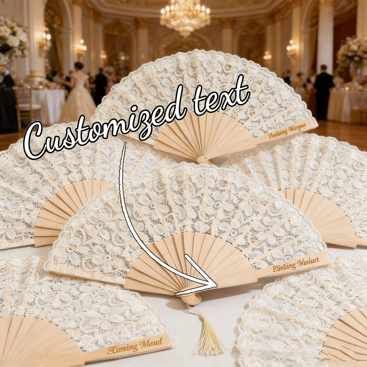 Tassel Fringe Trim - Abanico Plegable de Encaje Grabado Personalizado