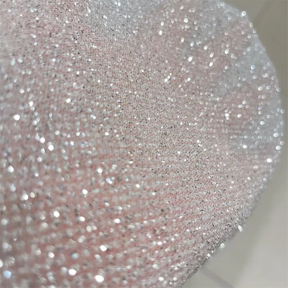Crystal Mesh Fabric - Hilo de red con purpurina plateada