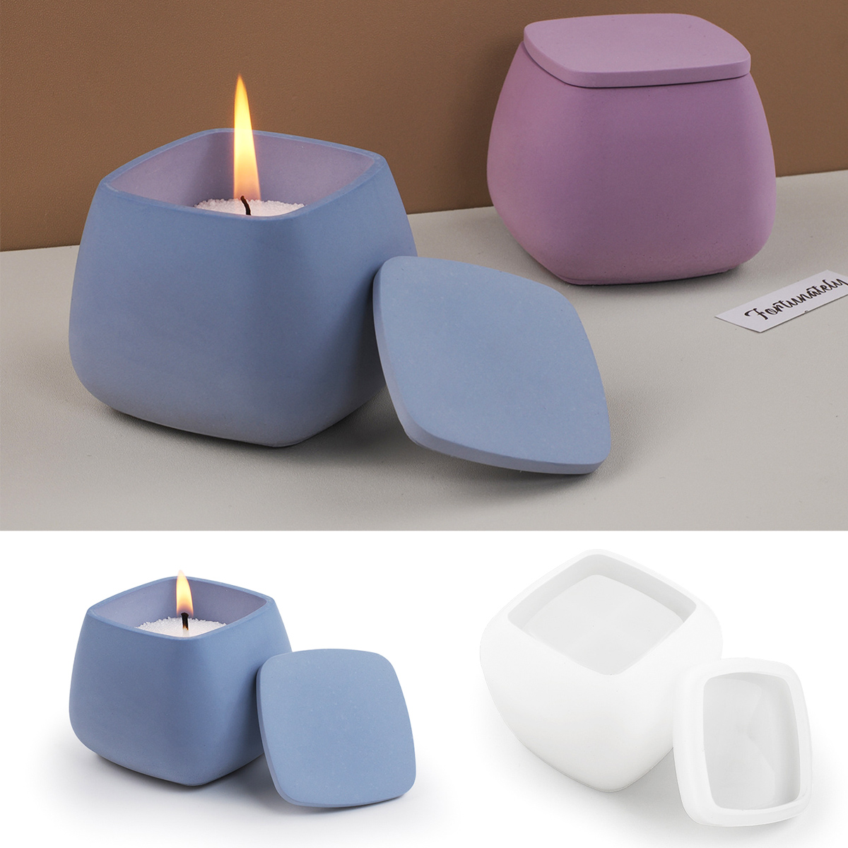 Tarro de vela cuadrado, molde  - Craft Embellishment Storage reseña y precio