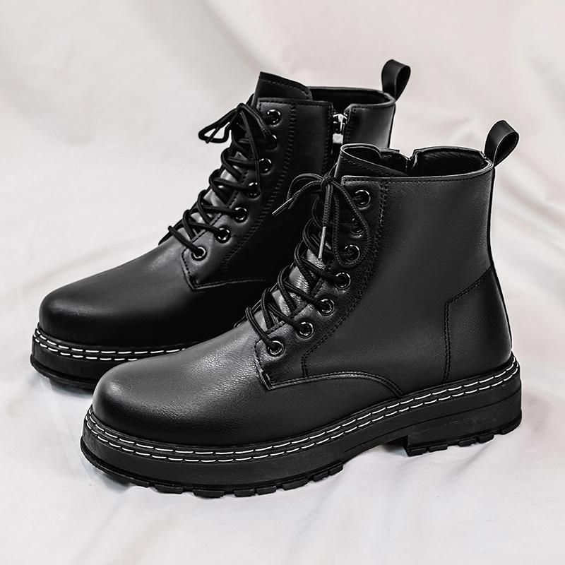Botas de moto de charol negro  - Guipure Lace Panel reseña y precio