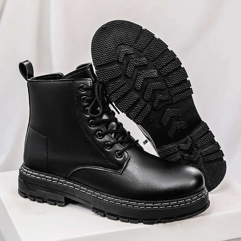 Botas de moto de charol negro  - Guipure Lace Panel reseña y precio