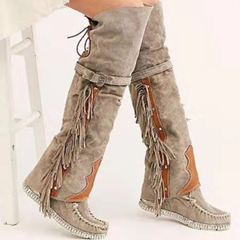 Botas de Mujer con Flecos y Bo - Tassel Fringe Trim reseña y precio